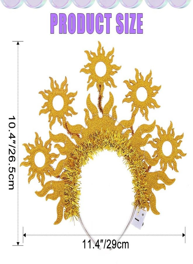 JEAIRTS Light Up Sun Headband Gold Goddess Crown Costume Hair Accessories for Women - Image 4